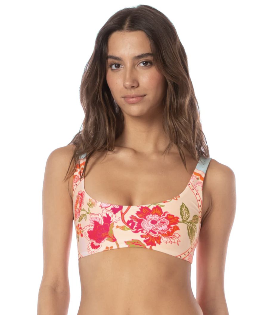 MAAJI FLORAL GROOVE DAZZLE LACE UP BRALETTE BIKINI TOP