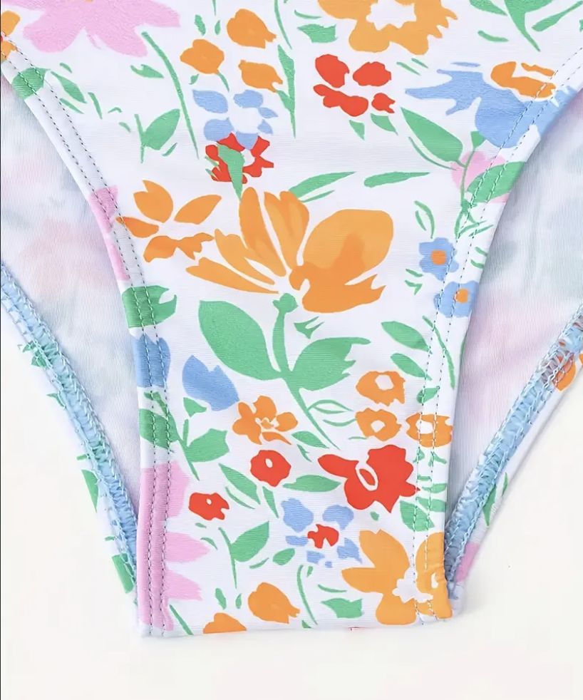 RESORT STYLES WOMEN’S SKY BLUE TANKINI WITH FLORAL HIGH-WAIST BOTTOMS – TWO-PIECE SWIMSUIT SET