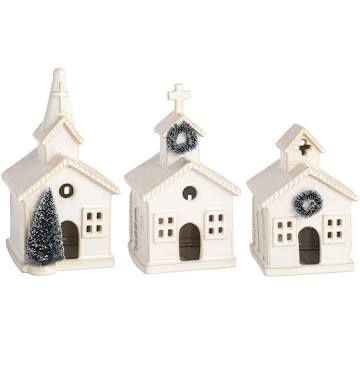 MUD PIE LARGE CERAMIC CHURCH SITTERS