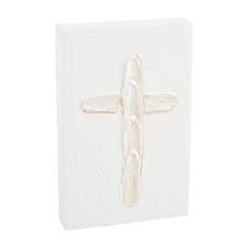MUD PIE WHITE CHRISTMAS PAINTED PLAQUE, Pattern: CROSS