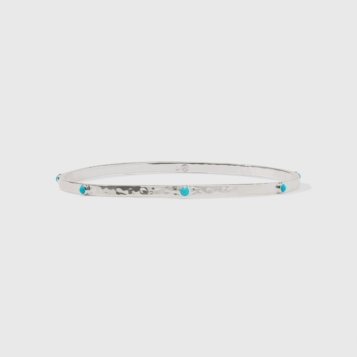JULIE VOS Crescent Stone Bangle Silver Turquoise Blue