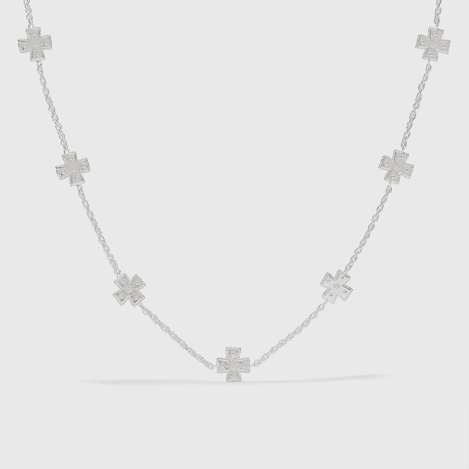 JULIE VOS Malta Canterbury Delicate Station Necklace Silver