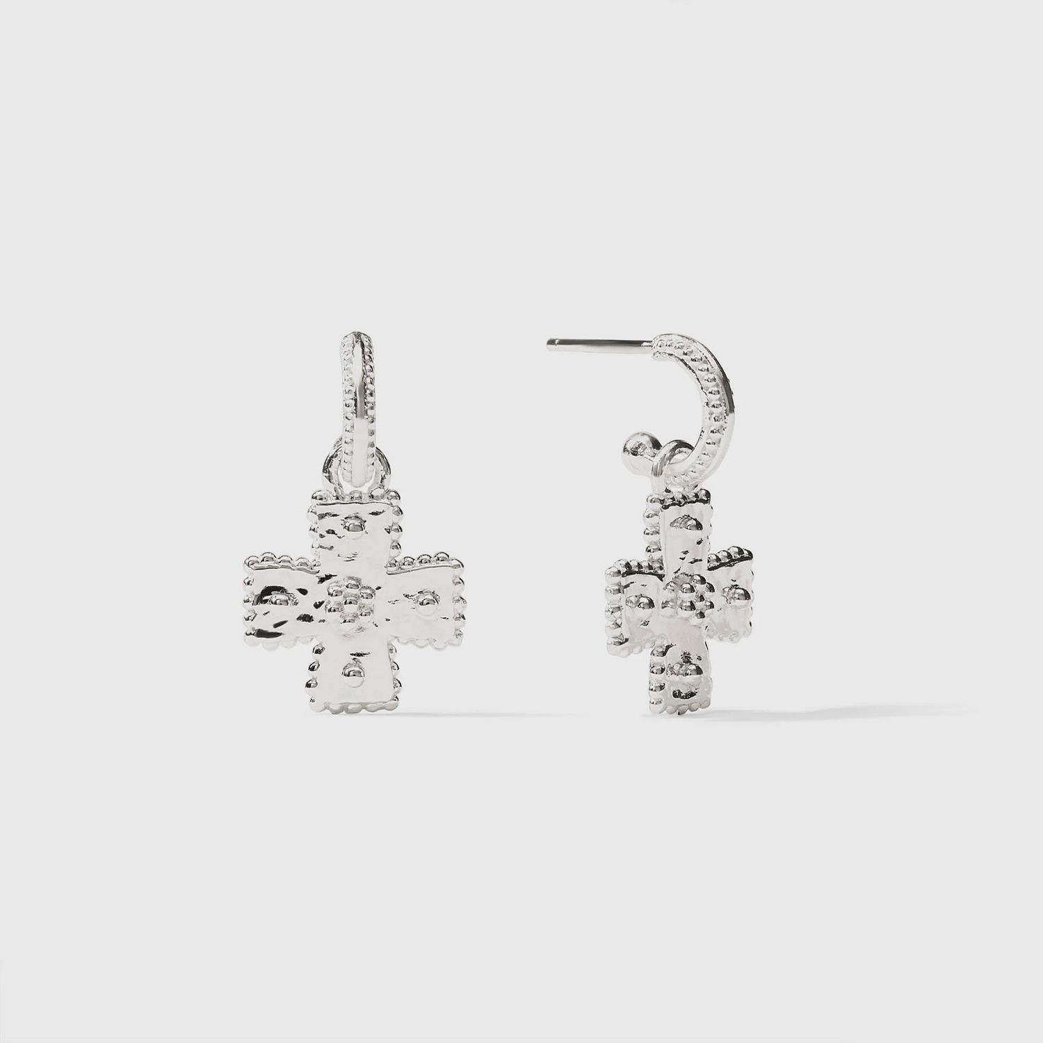 JULIE VOS Canterbury Hoop &amp; Charm Earring Silver
