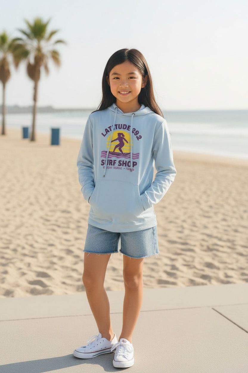 LATITUDE YOUTH SURFER GIRLS LONG SLEEVE PERFORMANCE HOODIE