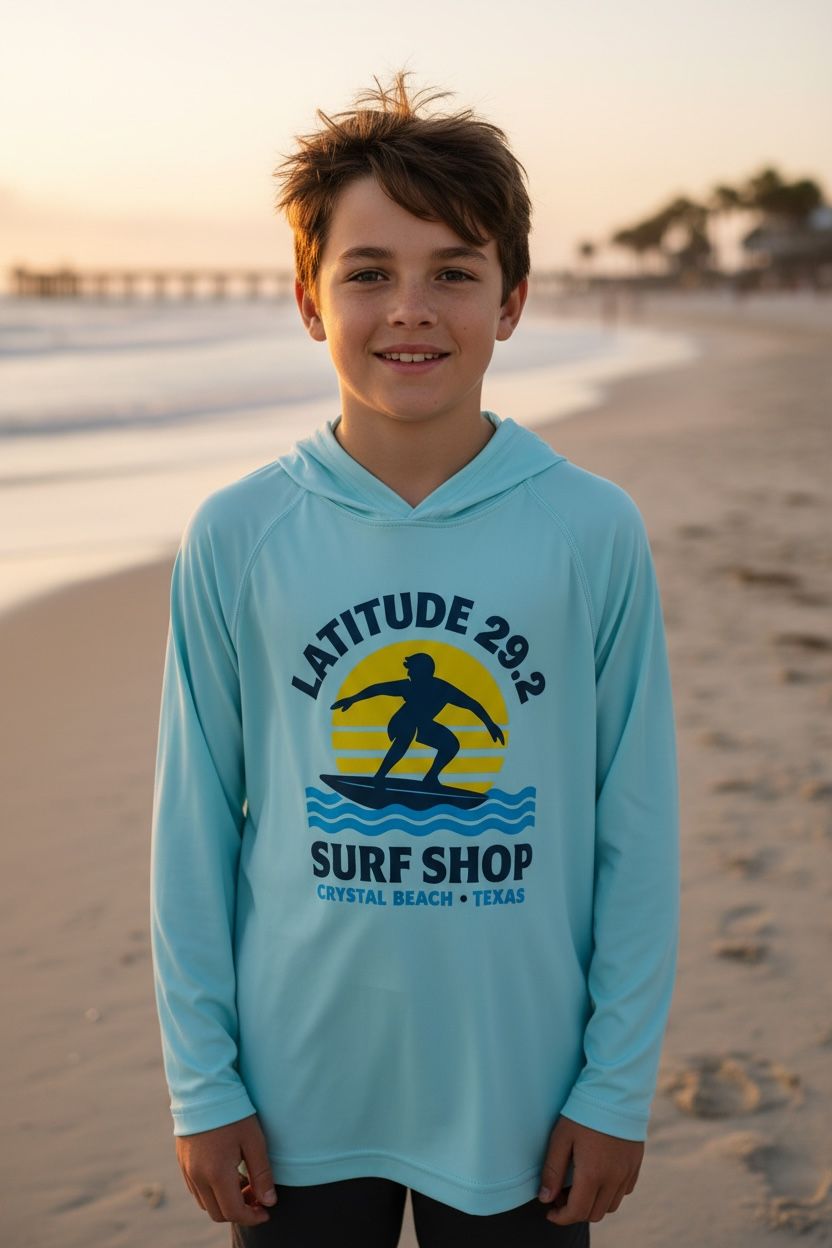 LATITUDE YOUTH SURFER BOY LONG SLEEVE  PERFORMANCE HOODIE