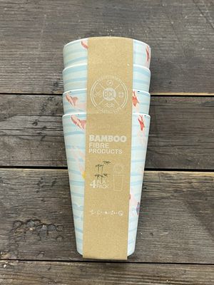 Bamboo Swim Print Cups Set of 4