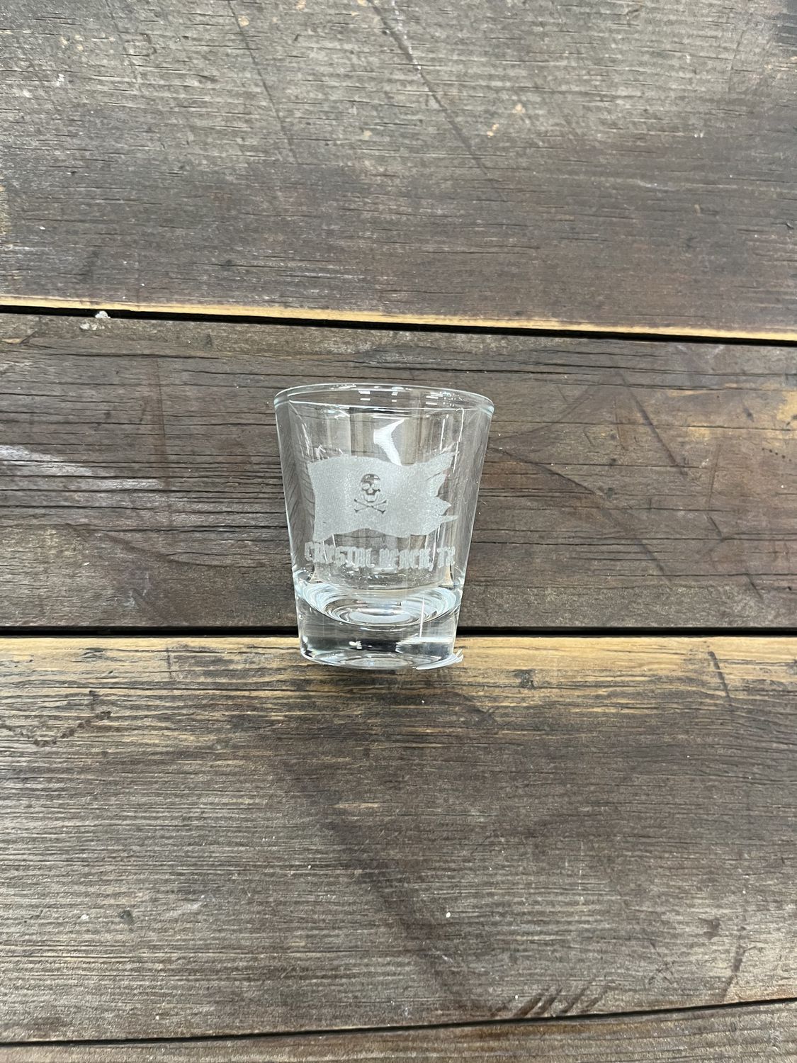 Shot Glass Etched Pirate Flag