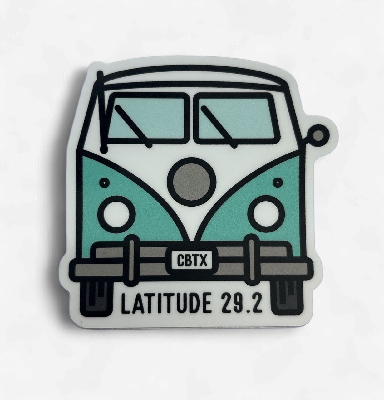 BUS FRONT VIEW - LATITUDE 29.2/ CBX PLATE AUQA BLUE BUS | STICKER