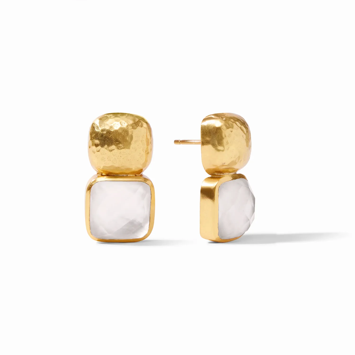 JULIE VOS CATALINA GOLD EARRING, Color: GOLD IRIDESCENT CLEAR CRYSTAL