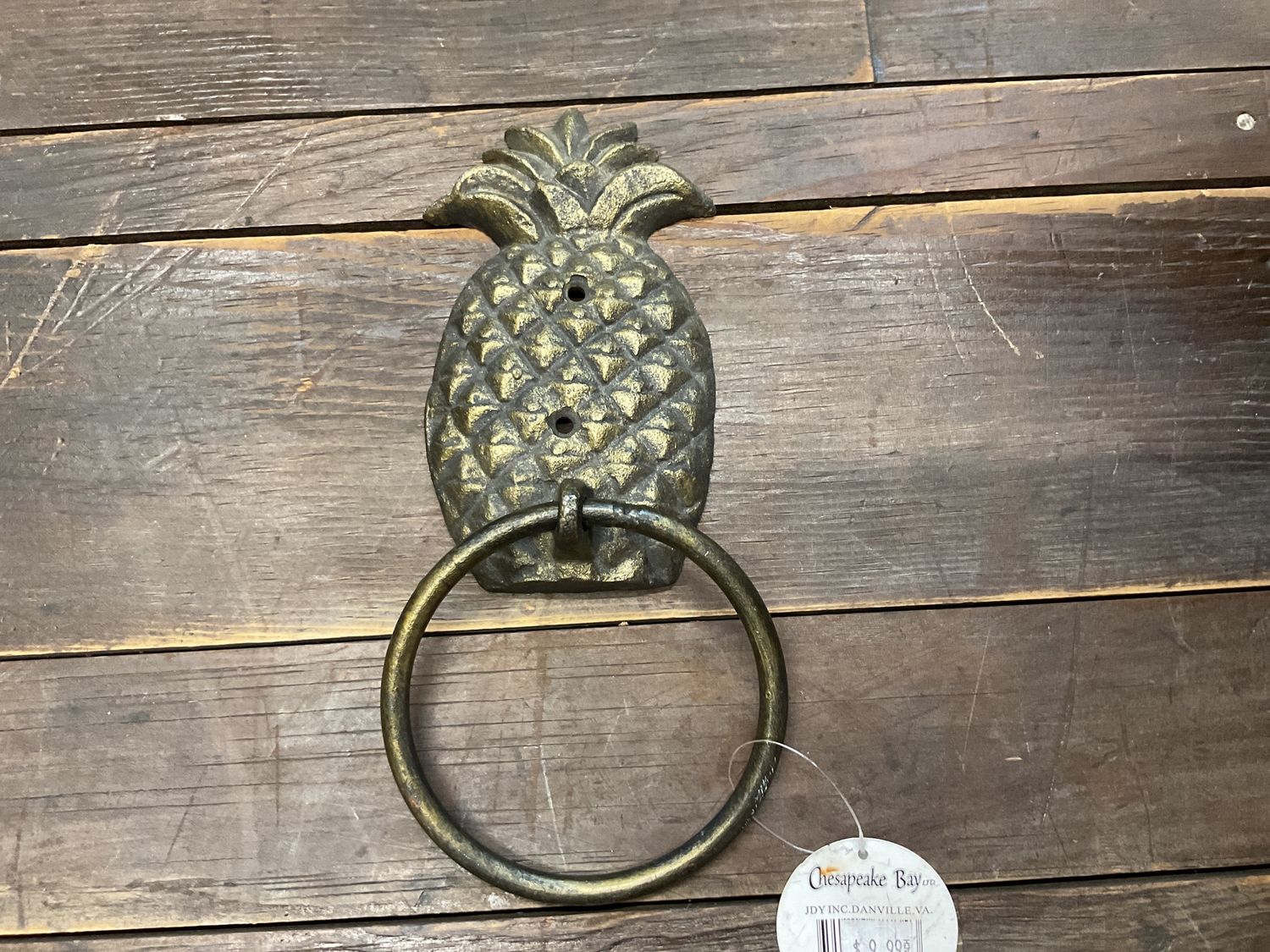 Metal pineapple door knocker 10” x 3.5”