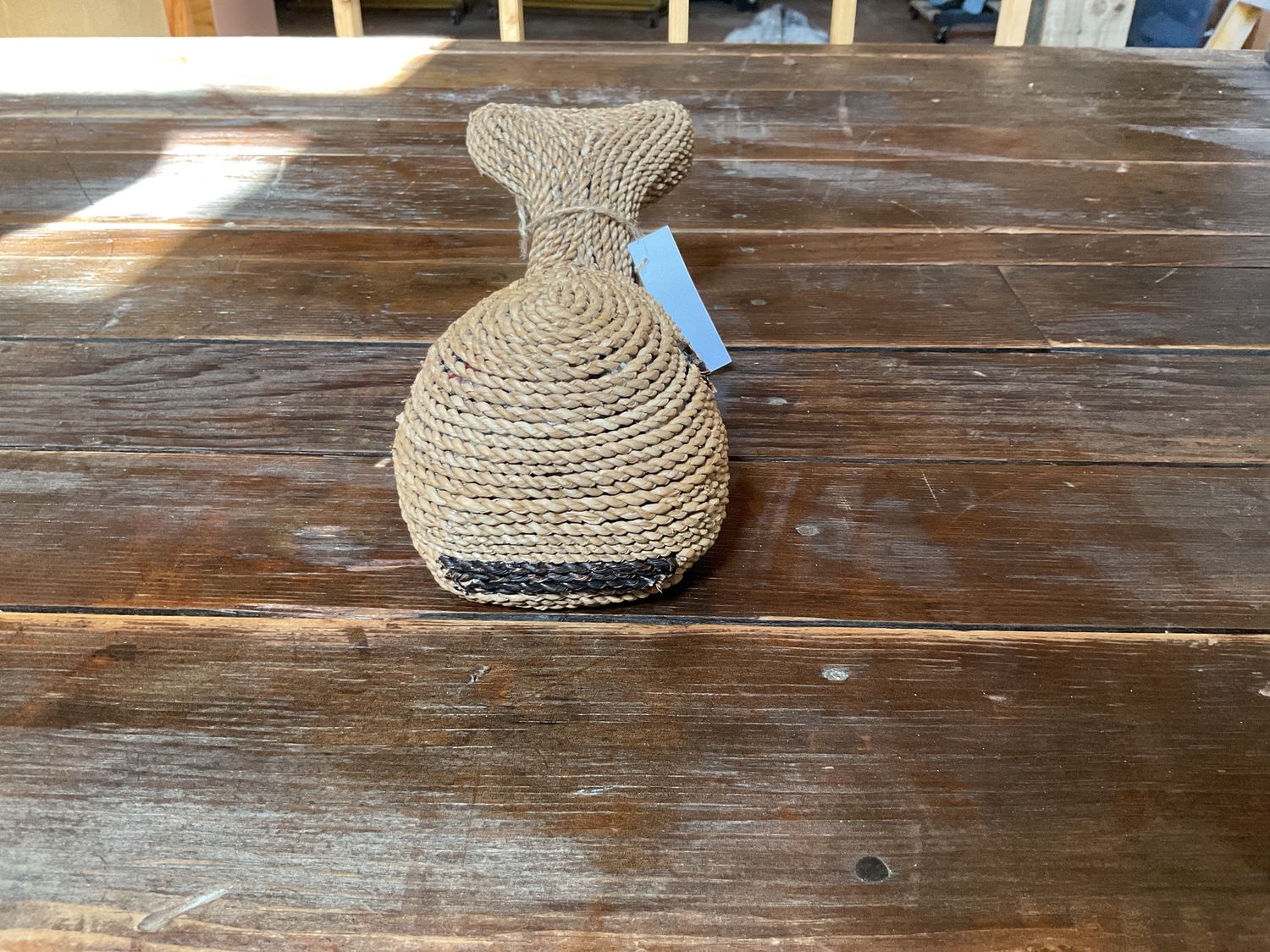 9" WEAVED NATURAL WHALE