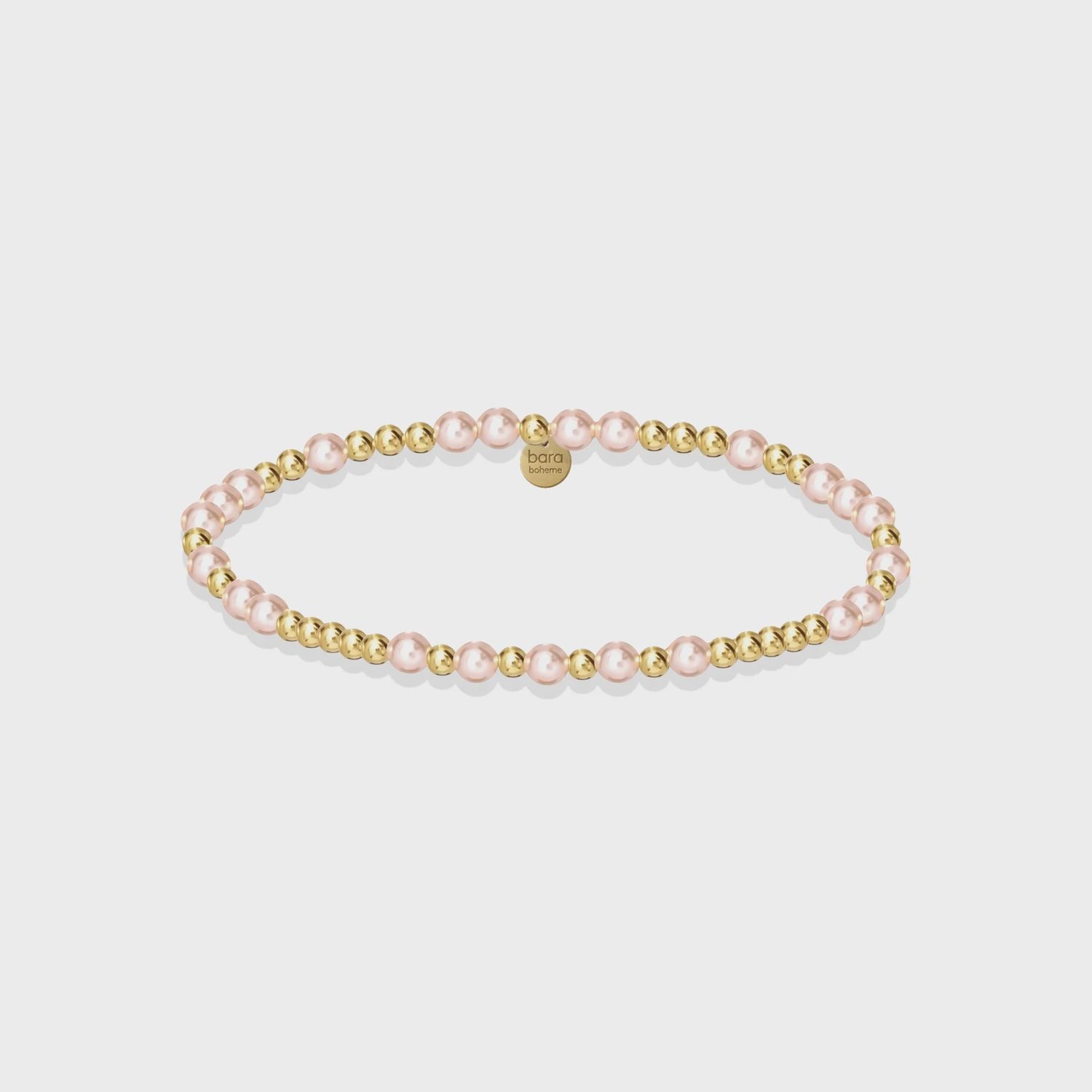 BARA BOHEME MELANIE 3MM GOLD BEAD AND 4MM PINK PEARLBRACELET