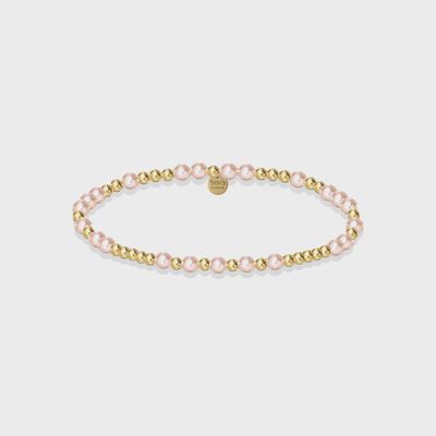 BARA BOHEME MELANIE 3MM GOLD BEAD AND 4MM PINK PEARLBRACELET