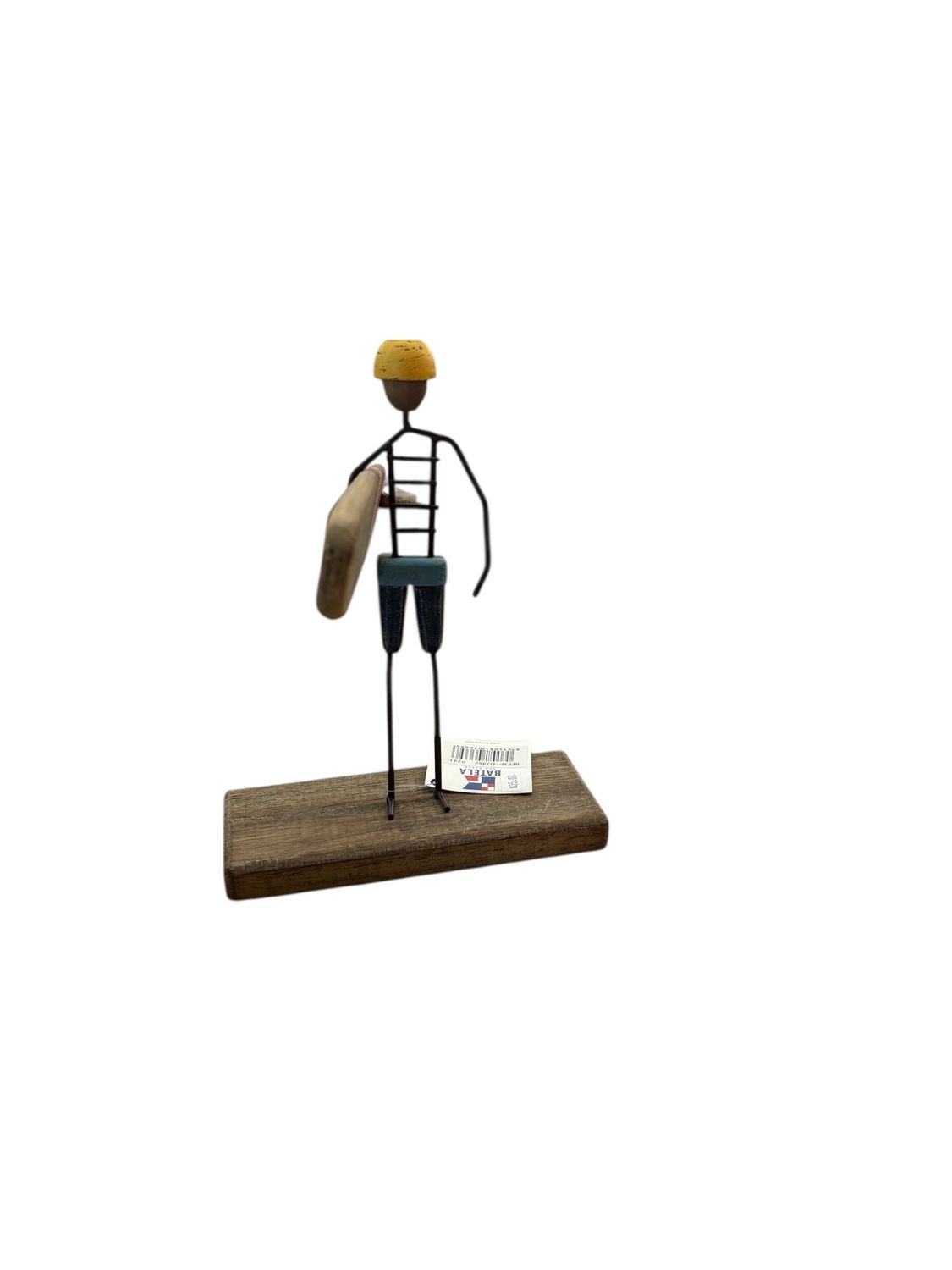 SURFER W/ SURFBOARD, WOOD/METAL