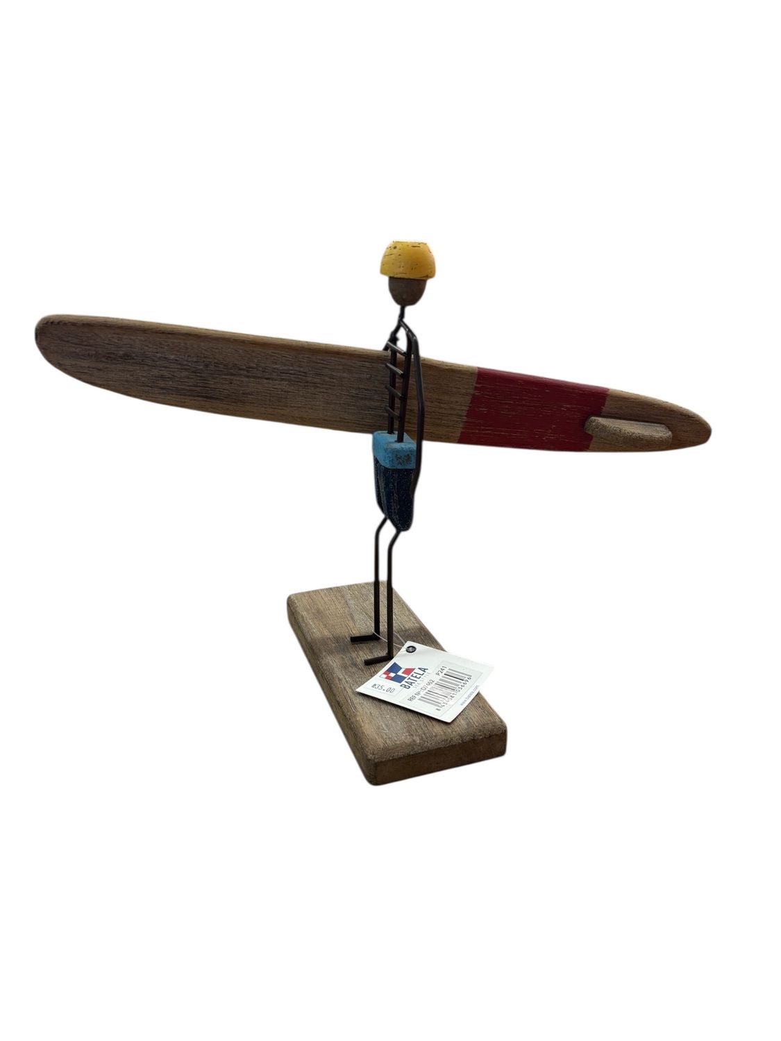 Surfer w/ Surfboard, Wood/Metal