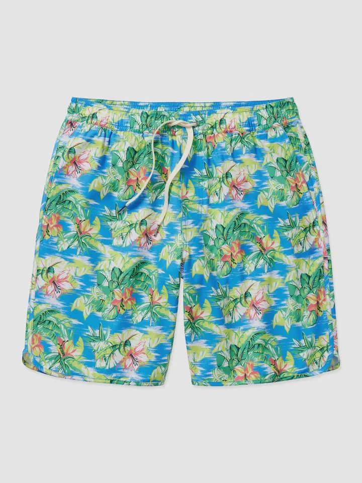 FAIR HARBOR ANCHOR SHORT 6”, Color/ Pattern: BEACH PALMS, Size: S