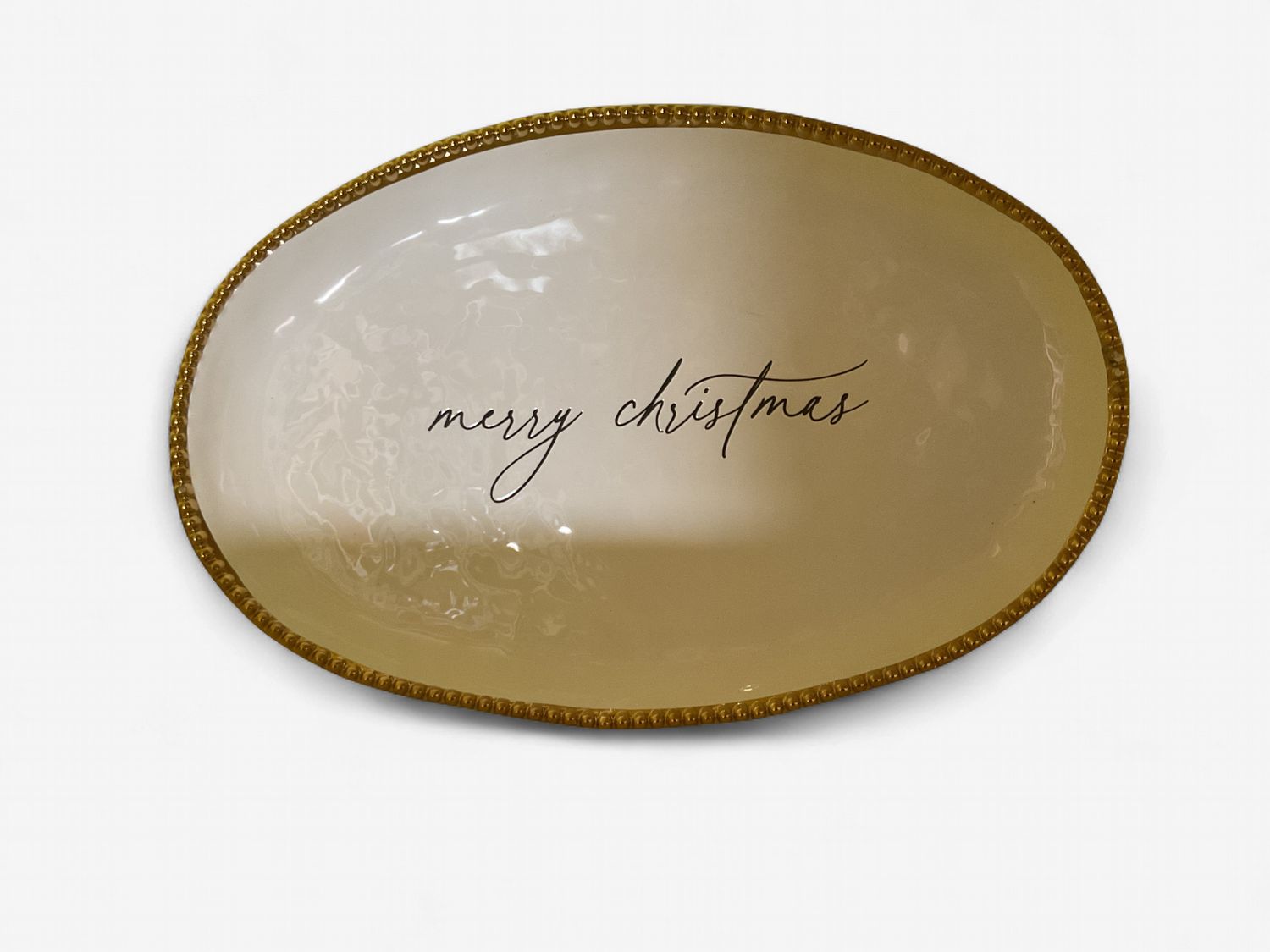 MUD PIE MERRY CHRISTMAS GOLD BEAD PLATTER