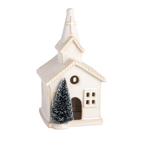 MUD PIE LARGE CERAMIC CHURCH SITTER, Design: A