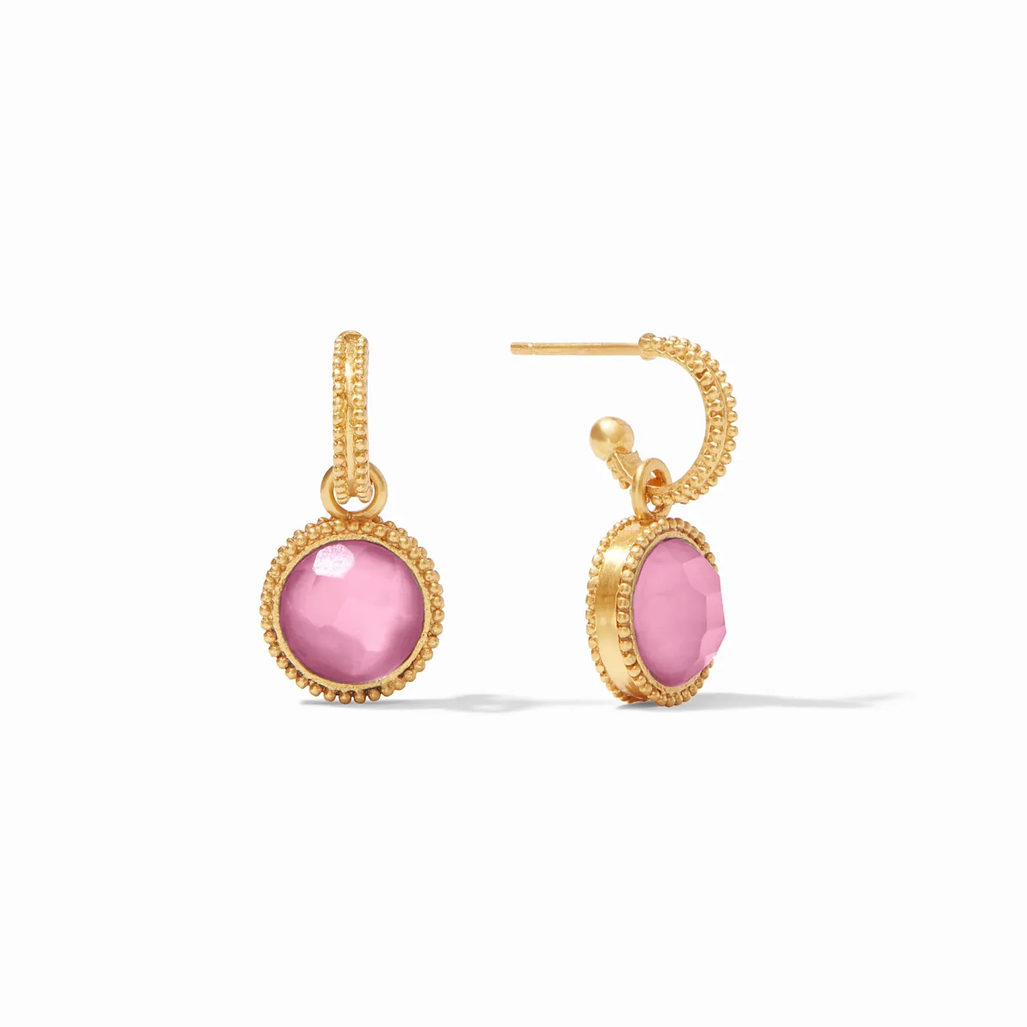 JULIE VOS FLEUR - DE -LIS HOOP &amp; CHARM EARRING GOLD