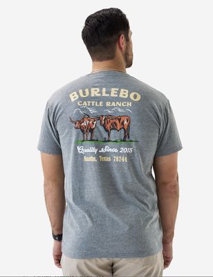 BURLEBO S/S TEE - CATTLE RANCH - DARK HEATHER GREY