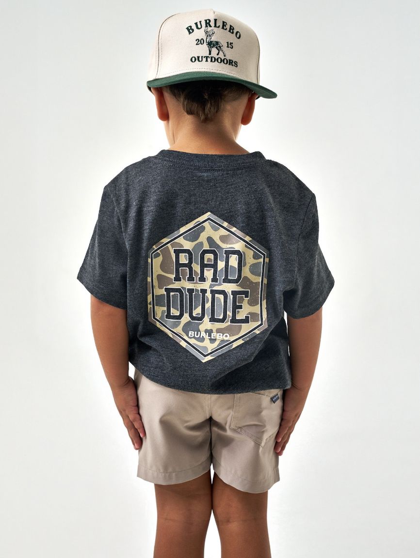 BURLEBO YOUTH - S/S TEE - RAD DUDE DEER CAMO - HEATHER BLACK