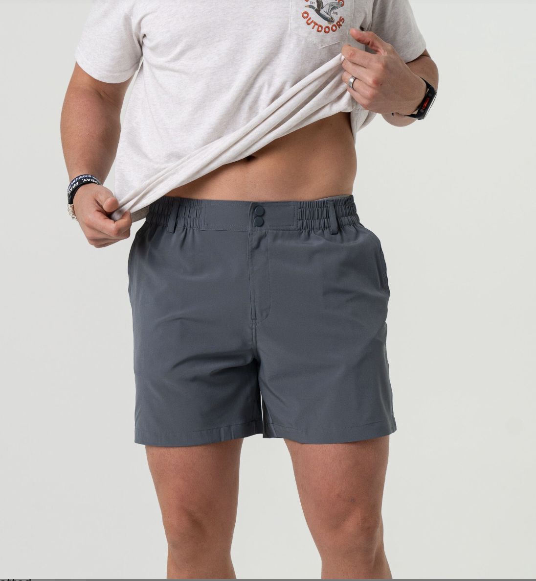 BURLEBO EVERYDAY SHORT - RIVER ROCK GREY - CLASSIC DEER CAMO POCKET LENGTH 7