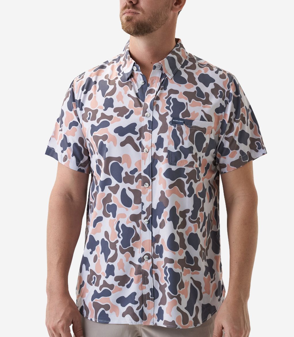 BURLEBO PERFORMANCE BUTTON UP - VINTAGE CAMO