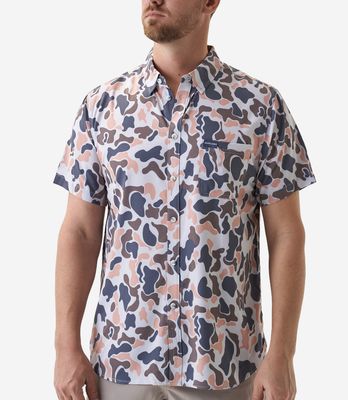 BURLEBO PERFORMANCE BUTTON UP - VINTAGE CAMO