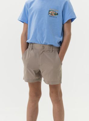 BURLEBO YOUTH - EVERYDAY SHORT - COBBLESTONE KHAKI - DUCK HUNT POCKET