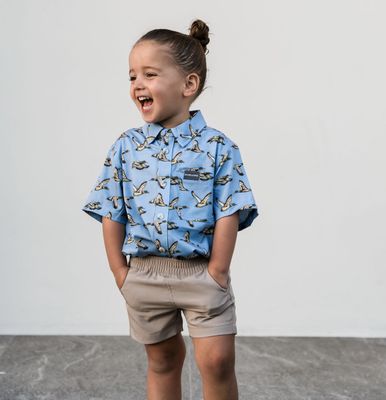 BURLEBO YOUTH - EVERYDAY SHORT - COBBLESTONE KHAKI - DUCK HUNT POCKET