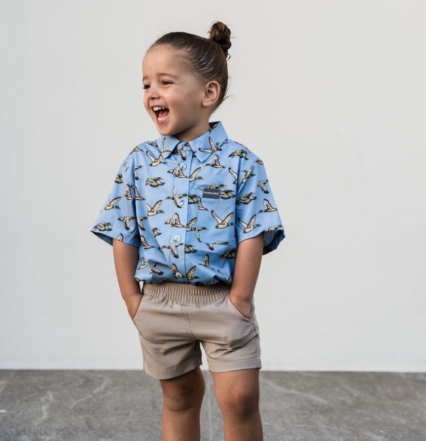 BURLEBO YOUTH - EVERYDAY SHORT - COBBLESTONE KHAKI - DUCK HUNT POCKET