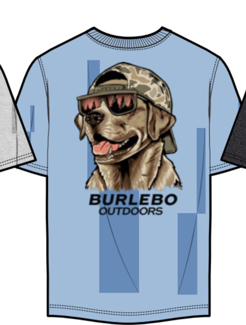 BURLEBO YOUTH - S/S TEE - MALLARD CAMO DOG - PERIWINKLE BLUE