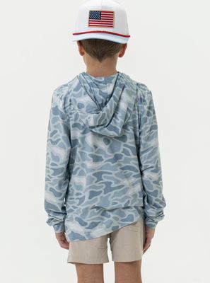 BURLEBO YOUTH - PERFORMANCE HOODIE - SEASIDE CAMO