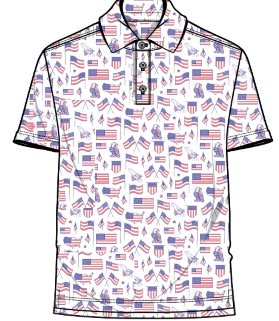 BURLEBO YOUTH - PERFORMANCE POLO - OLD GLORY (WHITE)
