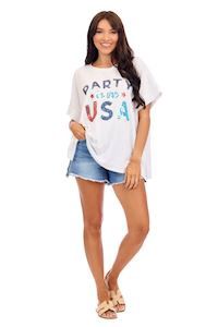 WHITE AMERICANA SPARKLE TOP