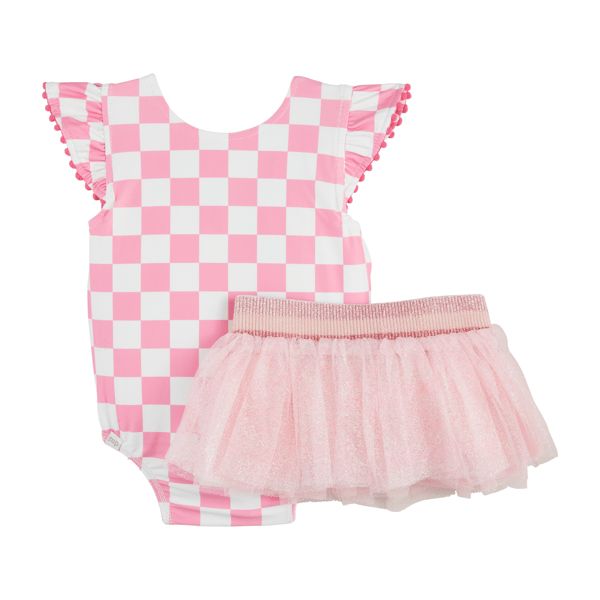 DAISY/CHECK TUTU REVERSIBLE SWIMSUIT