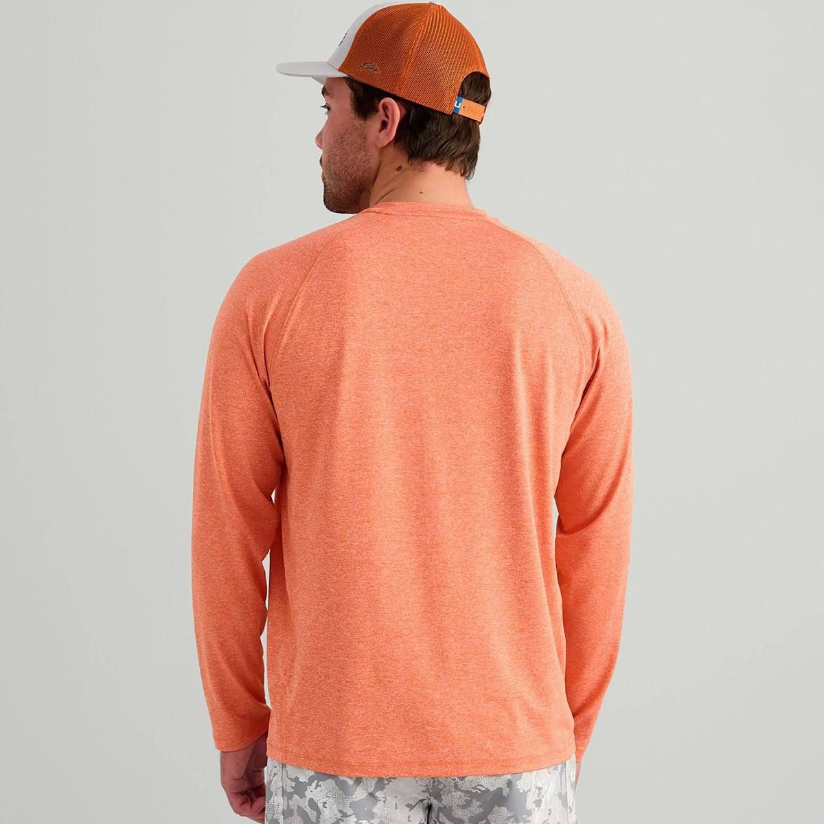 HUK AIRWEIGHT LS CREW- DUSTY ORANGE HEATHER