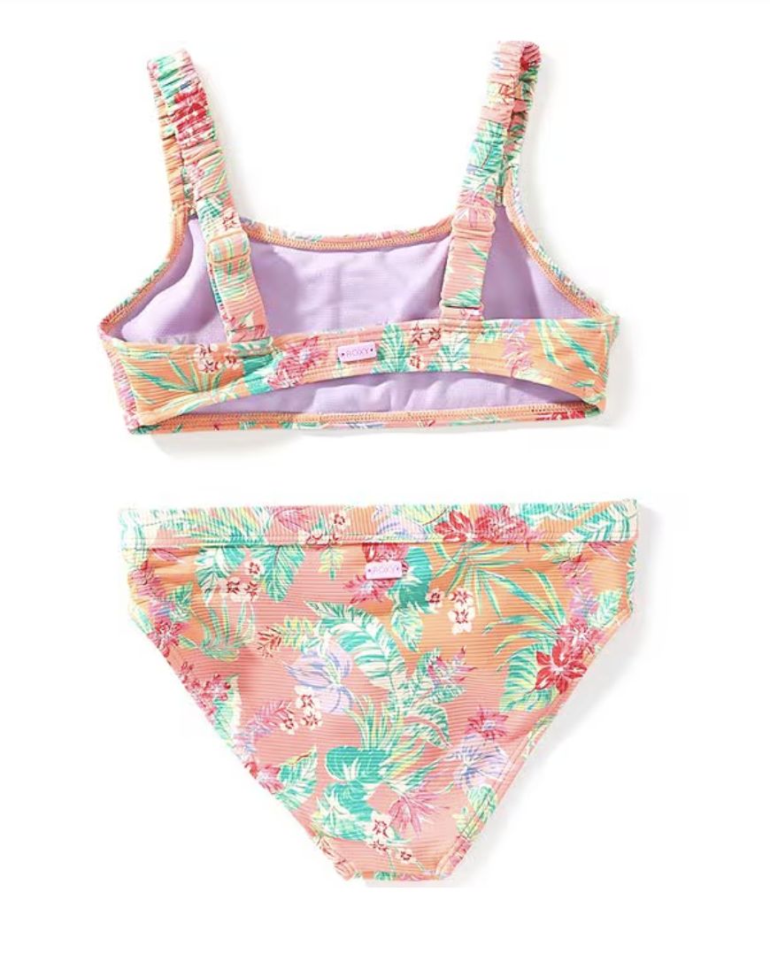 ROXY GIRLS COASTAL BREEZE BIKINI SET PEACH PINK