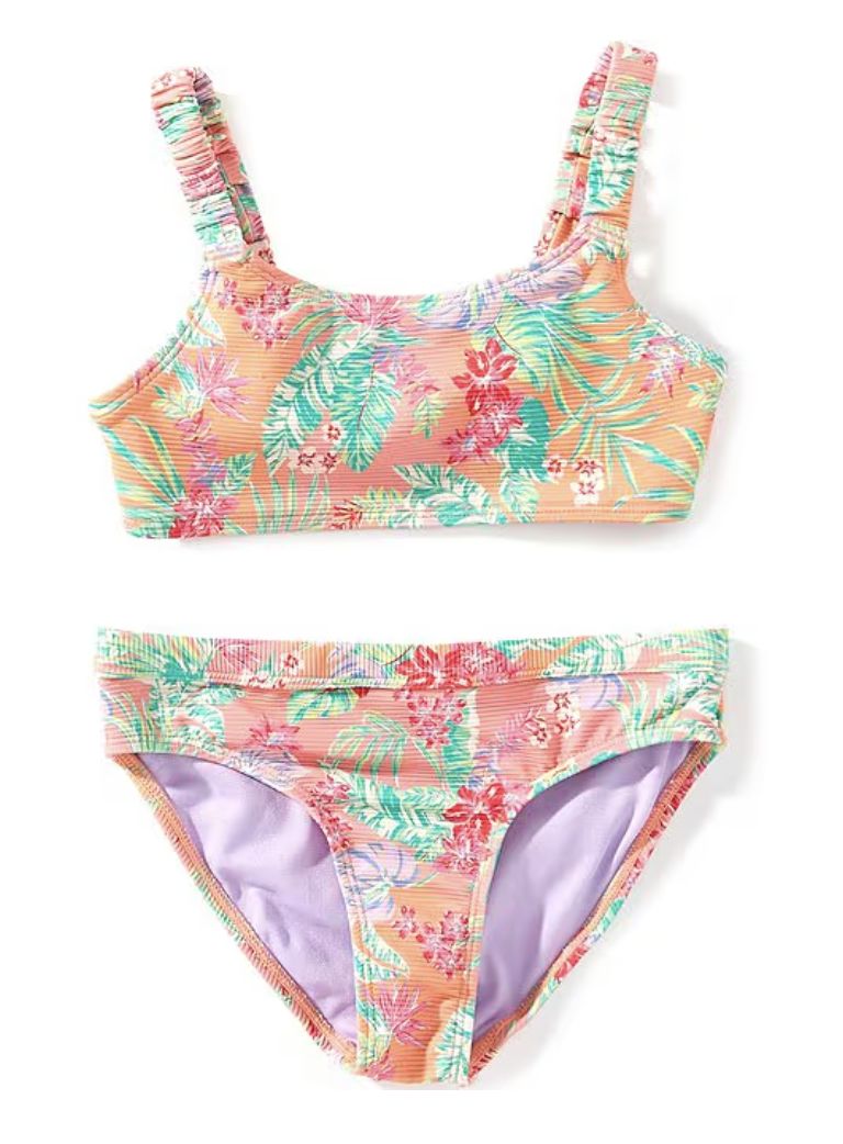 ROXY GIRLS COASTAL BREEZE BIKINI SET PEACH PINK