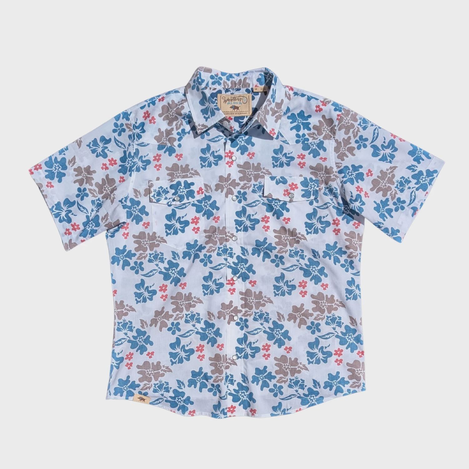 WESTERN ALOHA TAHITIAN PAREU WHITE SS SNAP