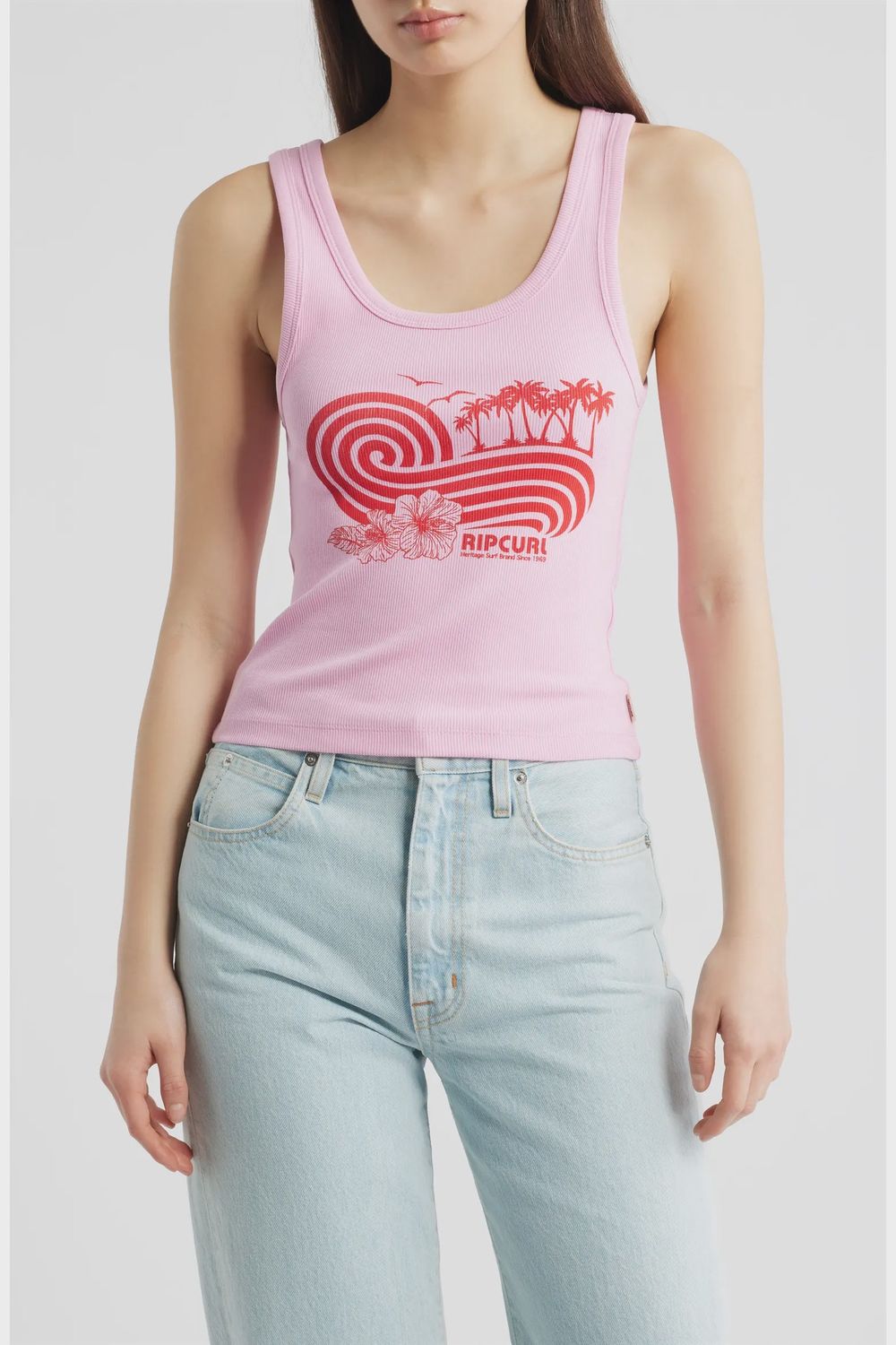 RIP CURL OCEAN BREAK RIB TANK PINK