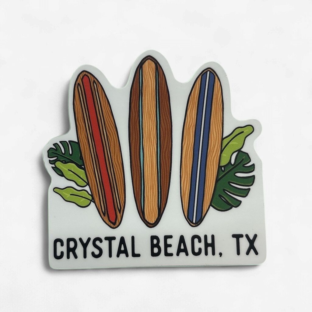 WOODEN SURFBOARD TRIO - CRYSTAL BEACH, TX | STICKER