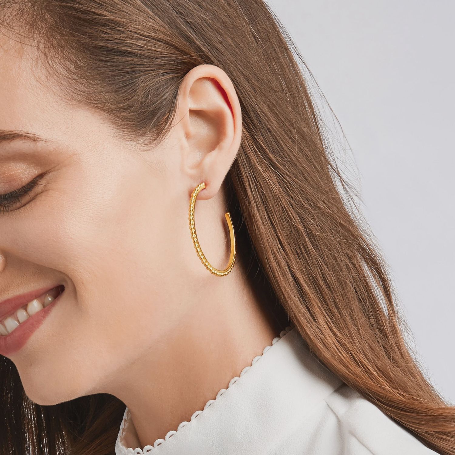 JULIE VOS COLETTE BEAD HOOP GOLD