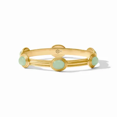 JULIE VOS PORTOFINO STONE BANGLE-AQUA JADE-M - GOLD