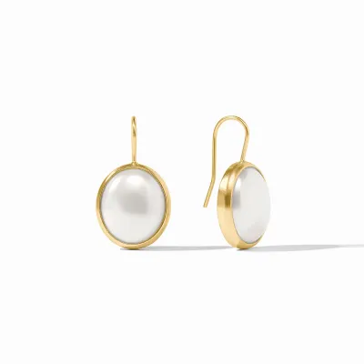 JULIE VOS LAGUNA STONE EARRING-PEARL-OS - GOLD