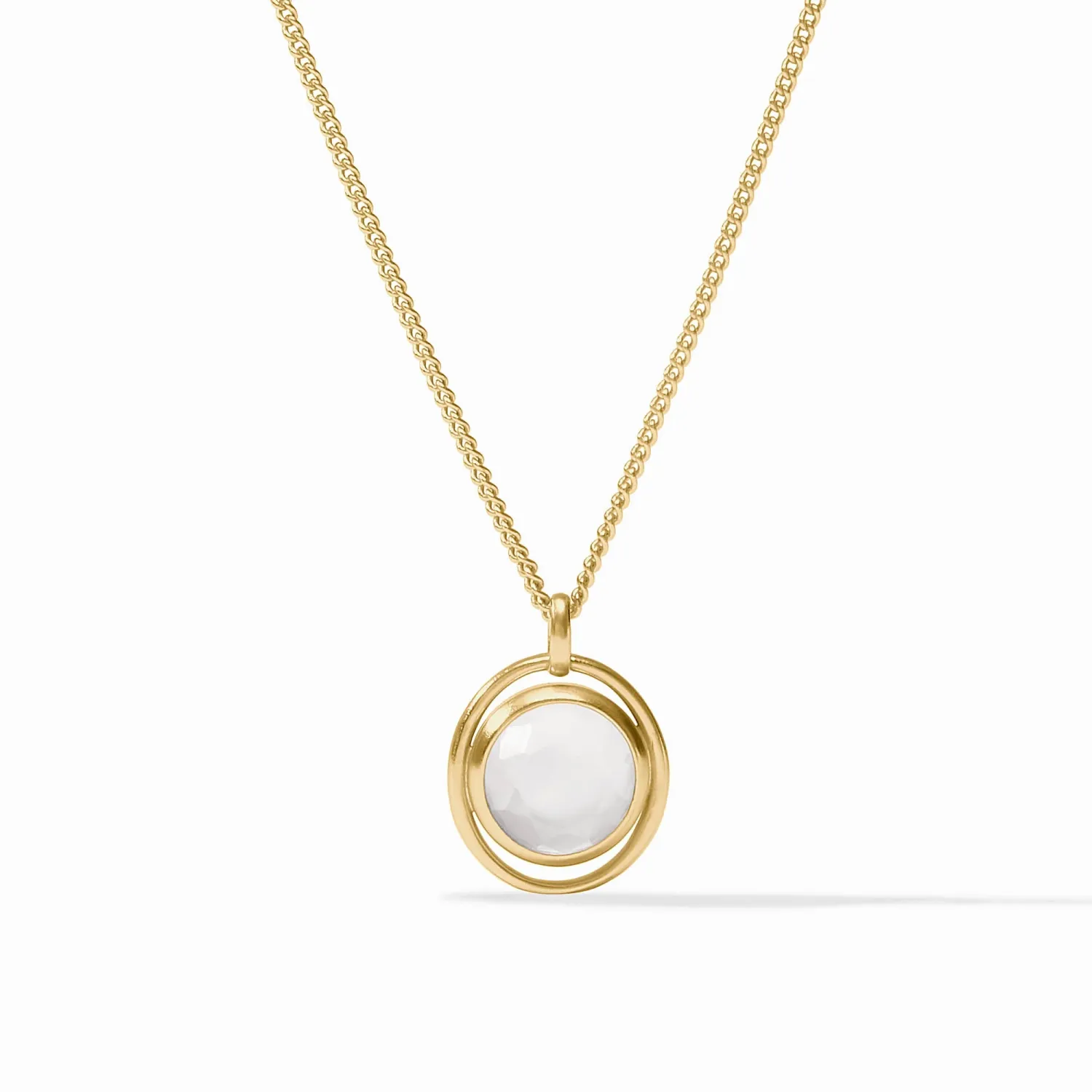 JULIE VOS LAGUNA SOLITAIRE NECKLACE-IRIDESCENT CLEAR CRYSTAL-OS - GOLD