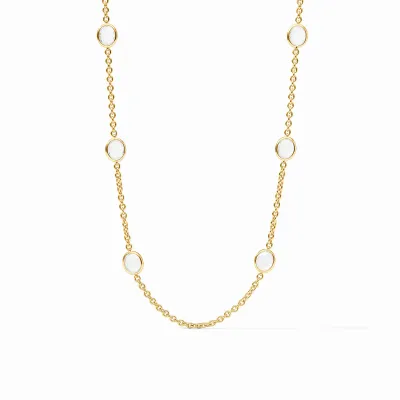 JULIE VOS LAGUNA STONE STATION NECKLACE-PEARL-OS - GOLD