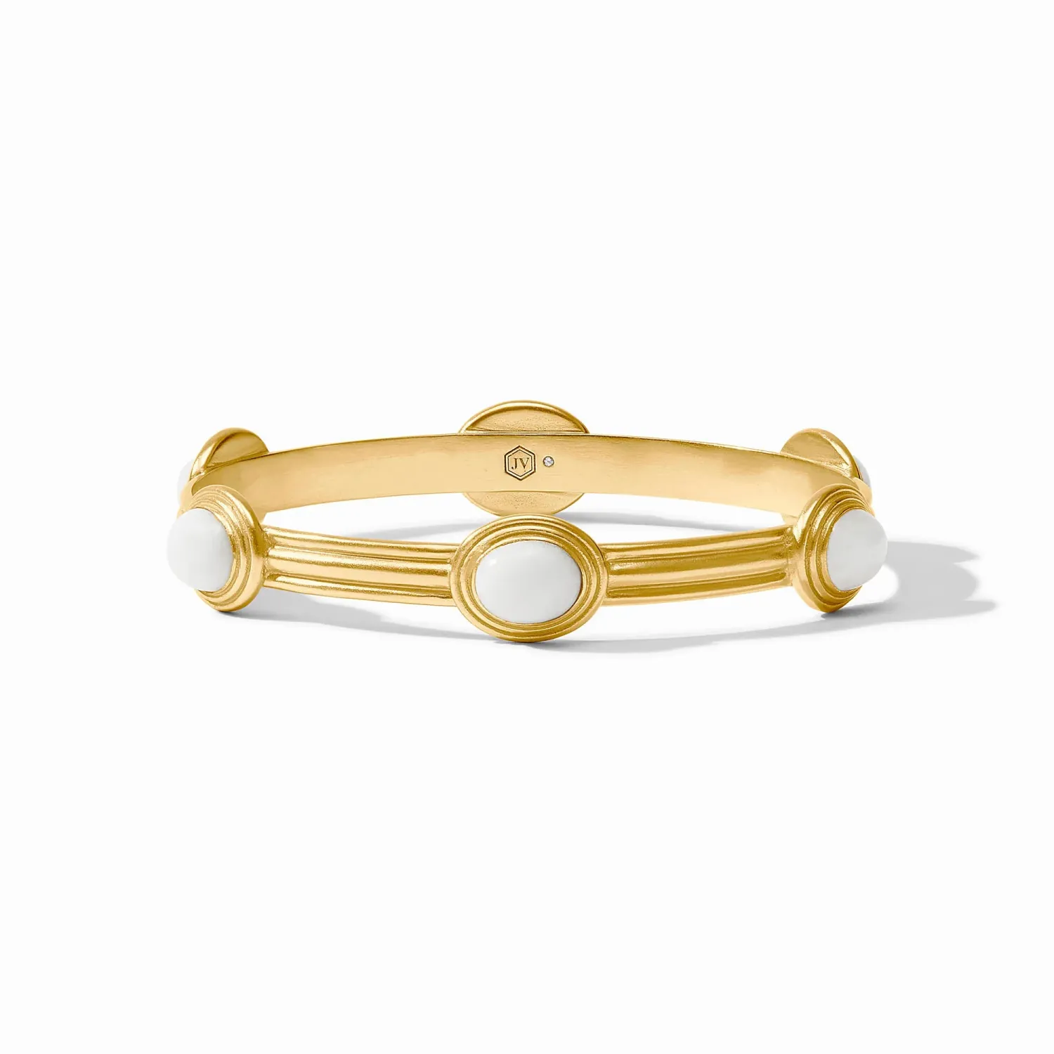 JULIE VOS PORTOFINO STONE BANGLE-WHITE JADE-M - GOLD