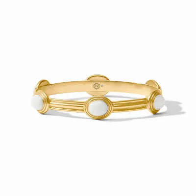 JULIE VOS PORTOFINO STONE BANGLE-WHITE JADE-M - GOLD