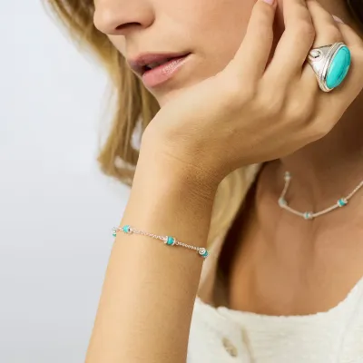 JULIE VOS HYDRA DELICATE BRACELET-TURQUOISE BLUE-OS - SILVER
